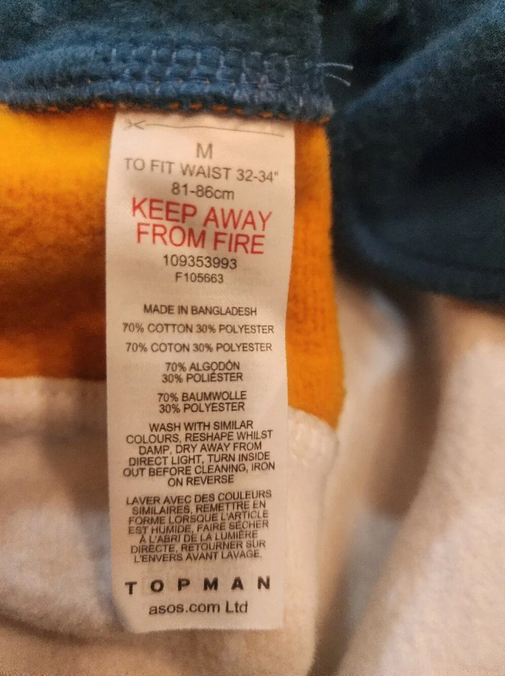 Topman Oversized Color Block Jogger in Teal Size M